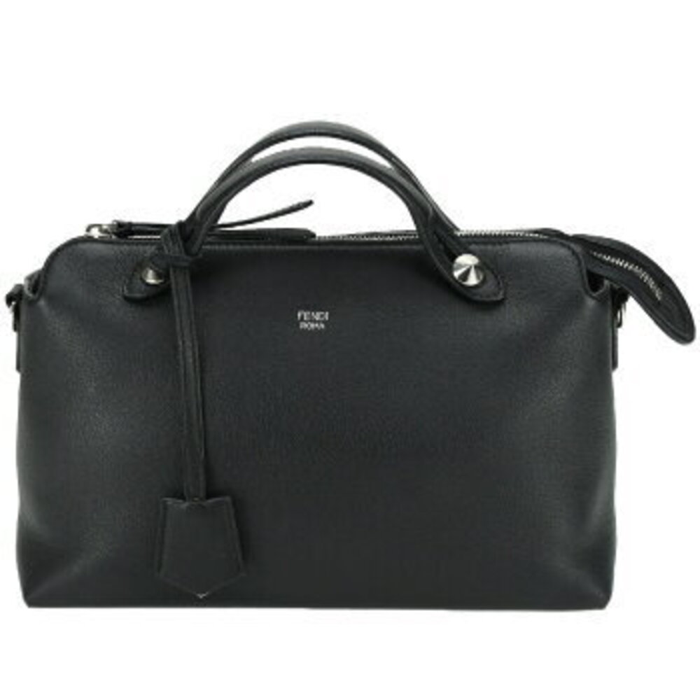 Fendi Leather Way Boston Bag Handbag Crossbody Shoulder Black By the